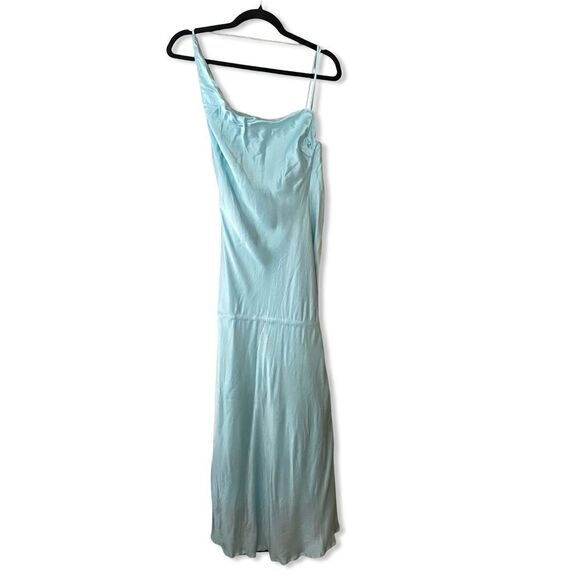 Bardot Astrid Midi Slip Dress in Mint blue satin Revolve New L - Picture 11 of 12